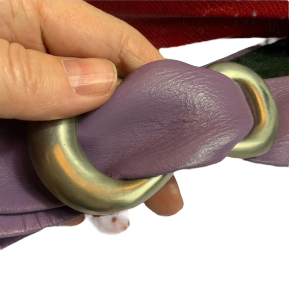 Vintage dark lavender genuine Leather belt with silver Hardware - Picture 1 of 3